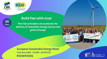 Event graphic with blue and green colours