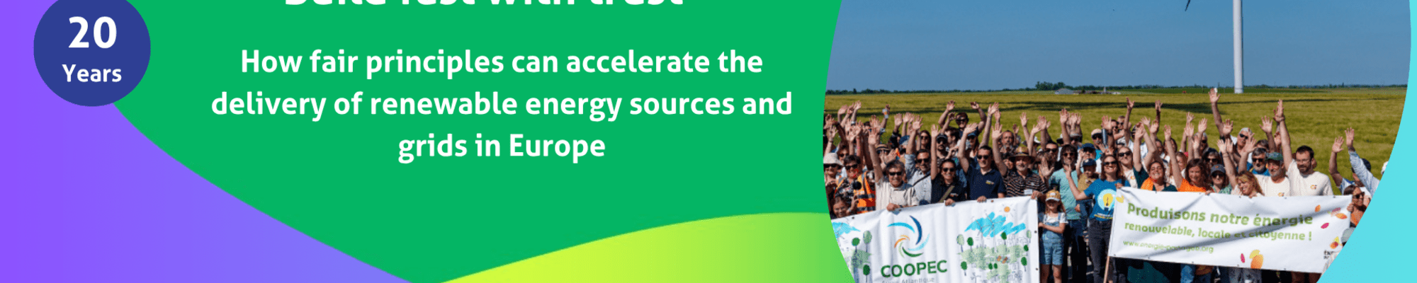 Event graphic with blue and green colours