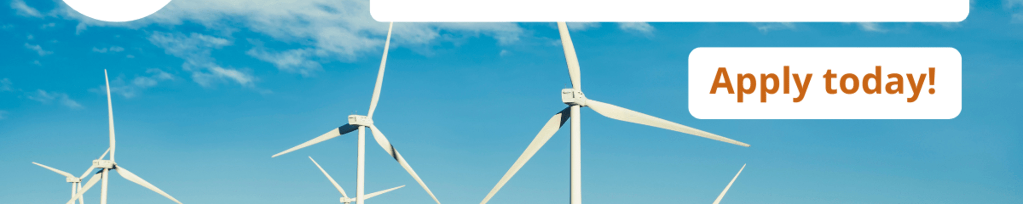 Test in orange that says #FastandFairAward and Apply Now! against the background of windmills